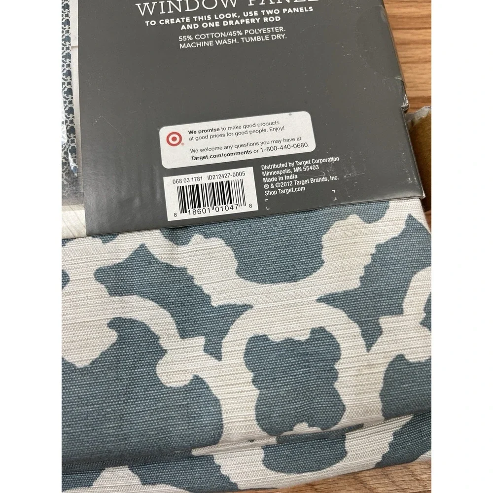 Threshold Farrah Fretwork Set of 2 Curtain Panels Blue 54
